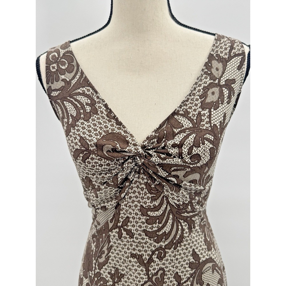 VTG Y2K London Times Chocolate Paisley Babydoll Midi Dress 10 Whimsigoth Boho - Picture 2 of 11